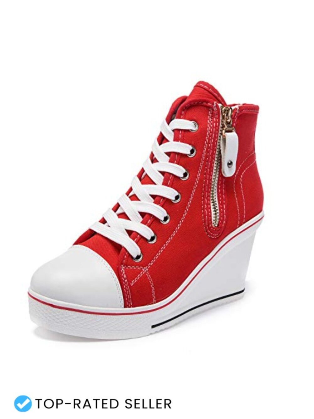 Women's Canvas High-Heeled Fashion Sneakers Platform Wedges Casual Walking